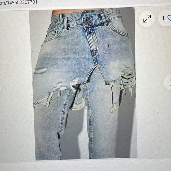 Zara mid rise straight leg jeans with skirt overlay - Picture 3 of 8